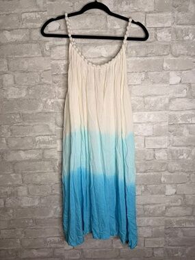 Ombre White to Blue Dress with Braided Straps